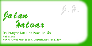 jolan halvax business card